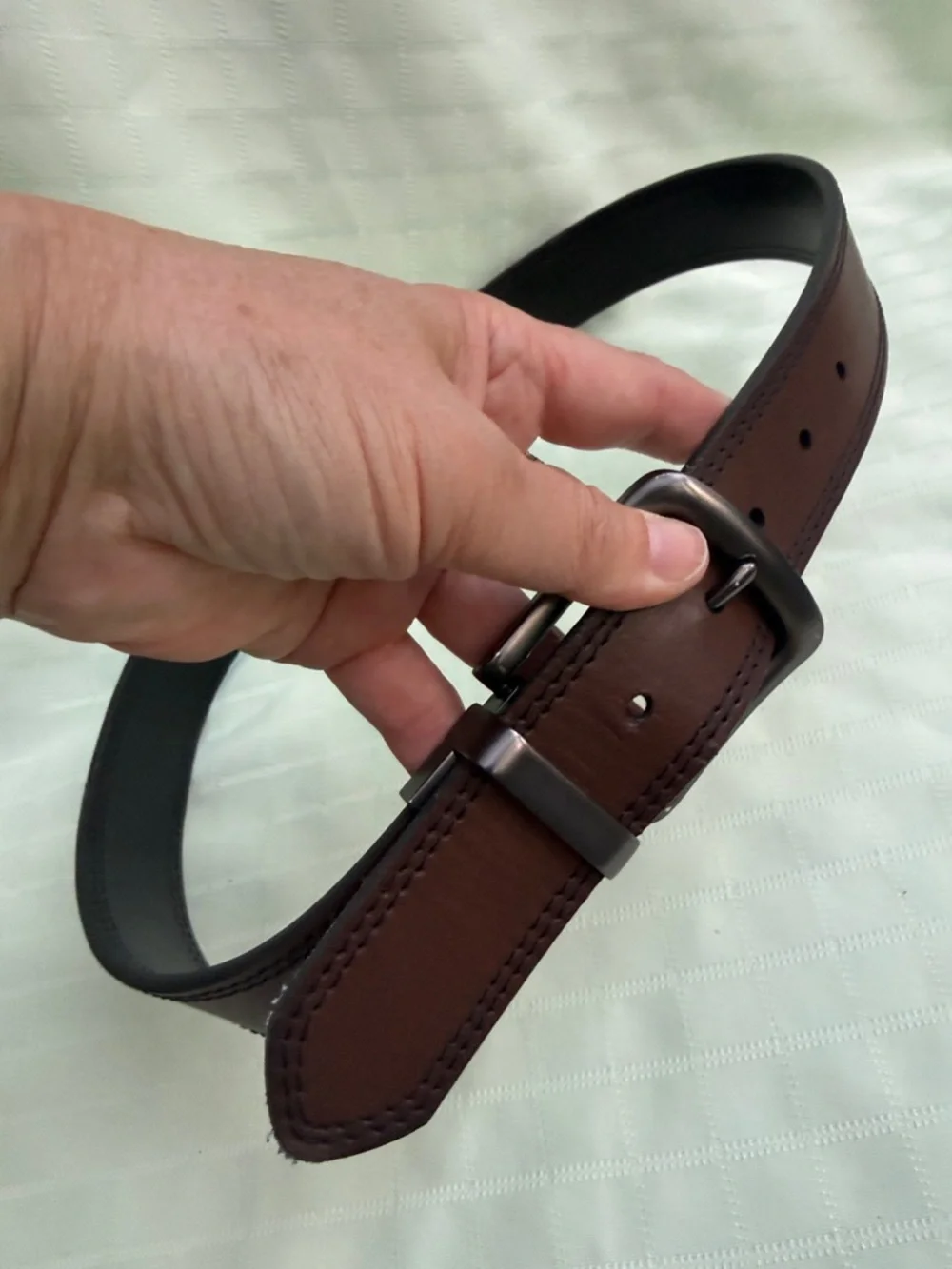 Thick Leather Convertible Belt - Brown/Black